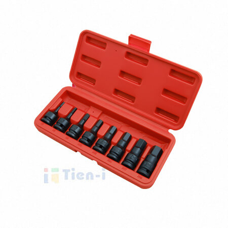 8 個組 1/2"差込角 ヘックスビット インパクトソケットセット (全長 60mm, H5-H19)
